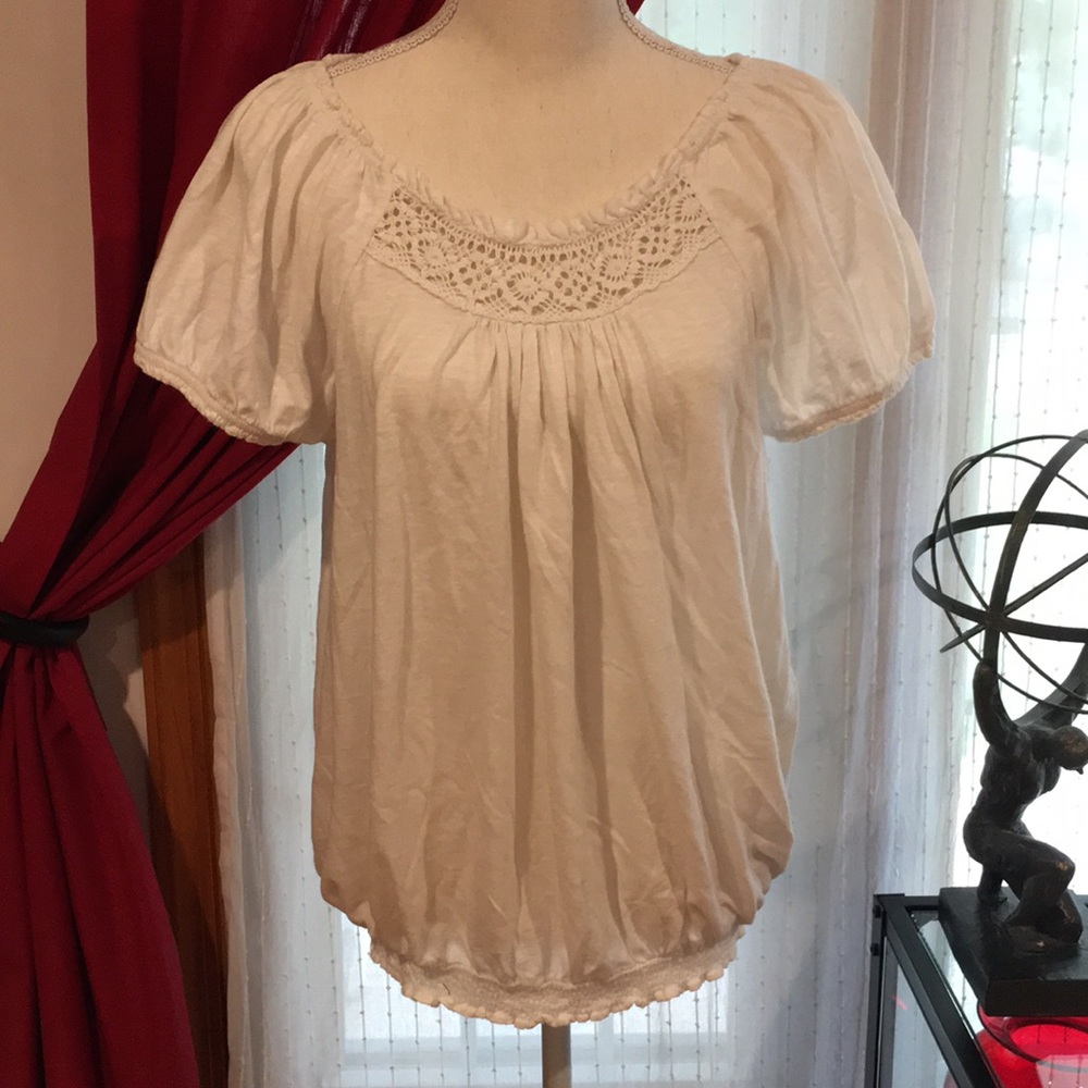 Sonoma White Cotton Blouse w/Crochet Front Sz XL